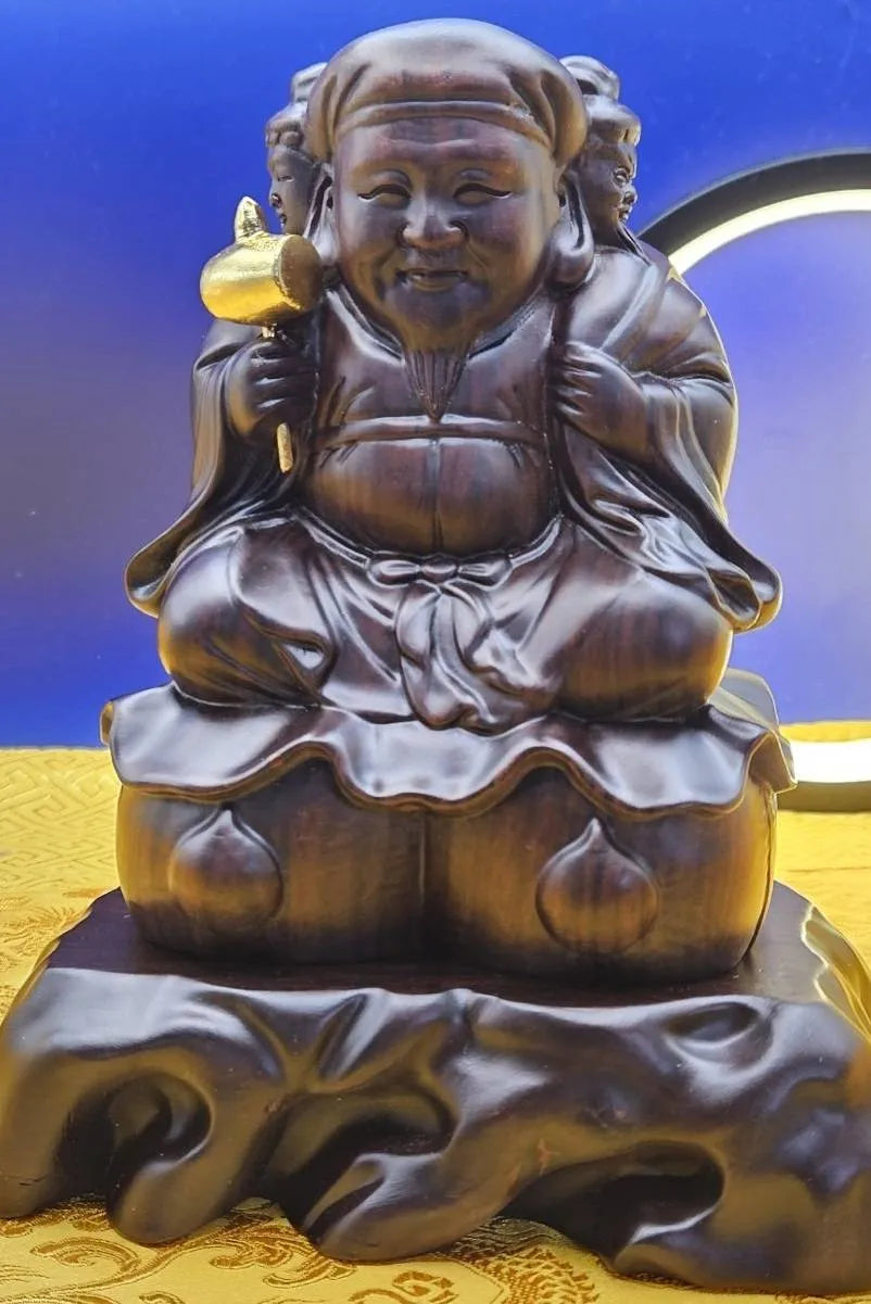Ebony Sanmen Daikokuten Statue  Essential Blessing Set(Carefully and sincerely made by Sanmen Daikokudo)